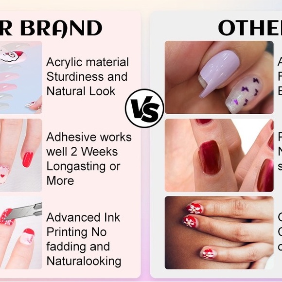 Christmas Short Press On/Glue Nails, 24pcs Square Fake Nails Full Cover Natural - Picture 7 of 11